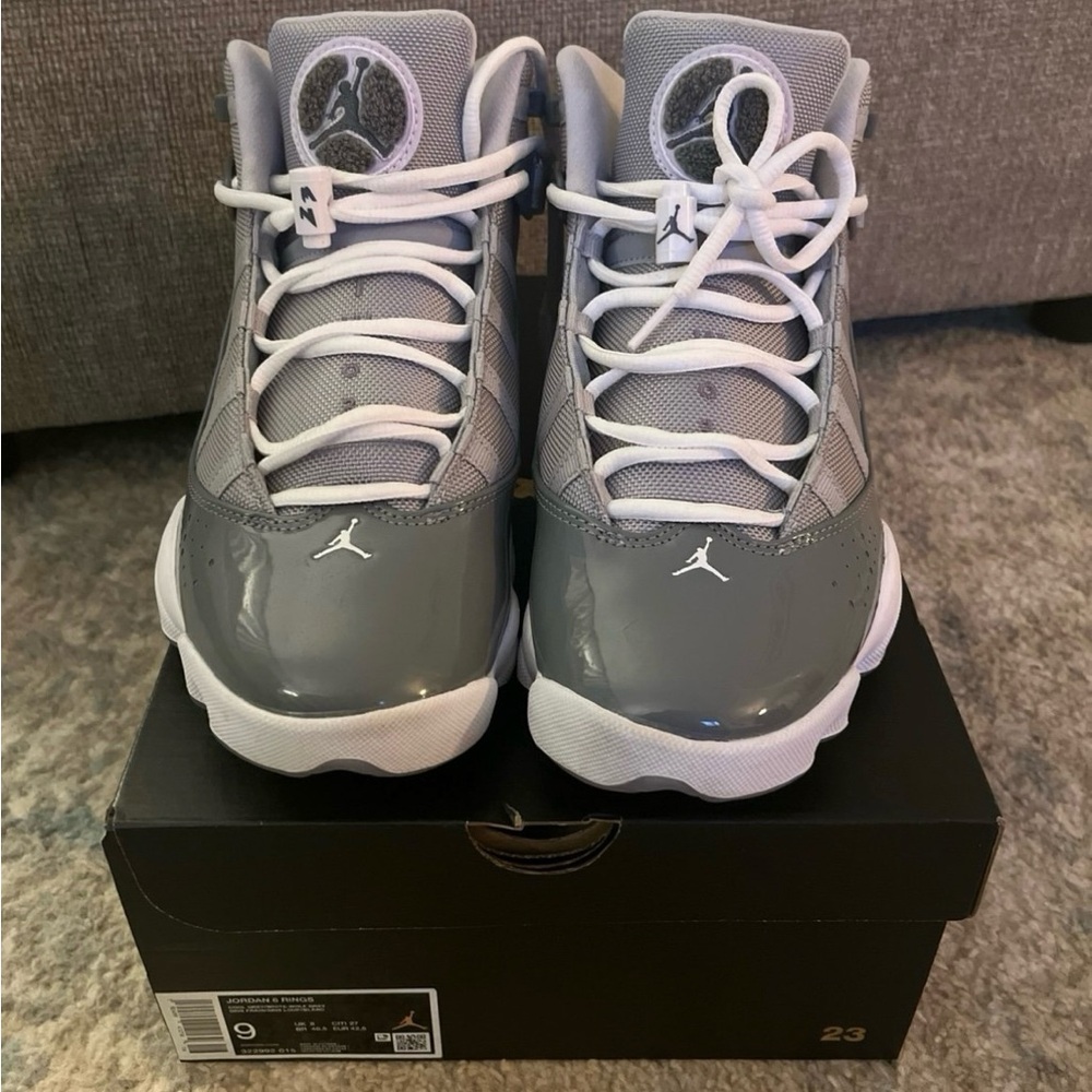 Air Jordan 6 Rings Gray and White Sneakers